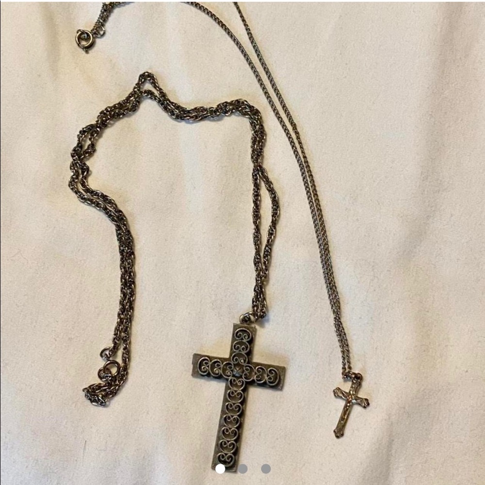 Vintage Cross Chain Necklace Lot